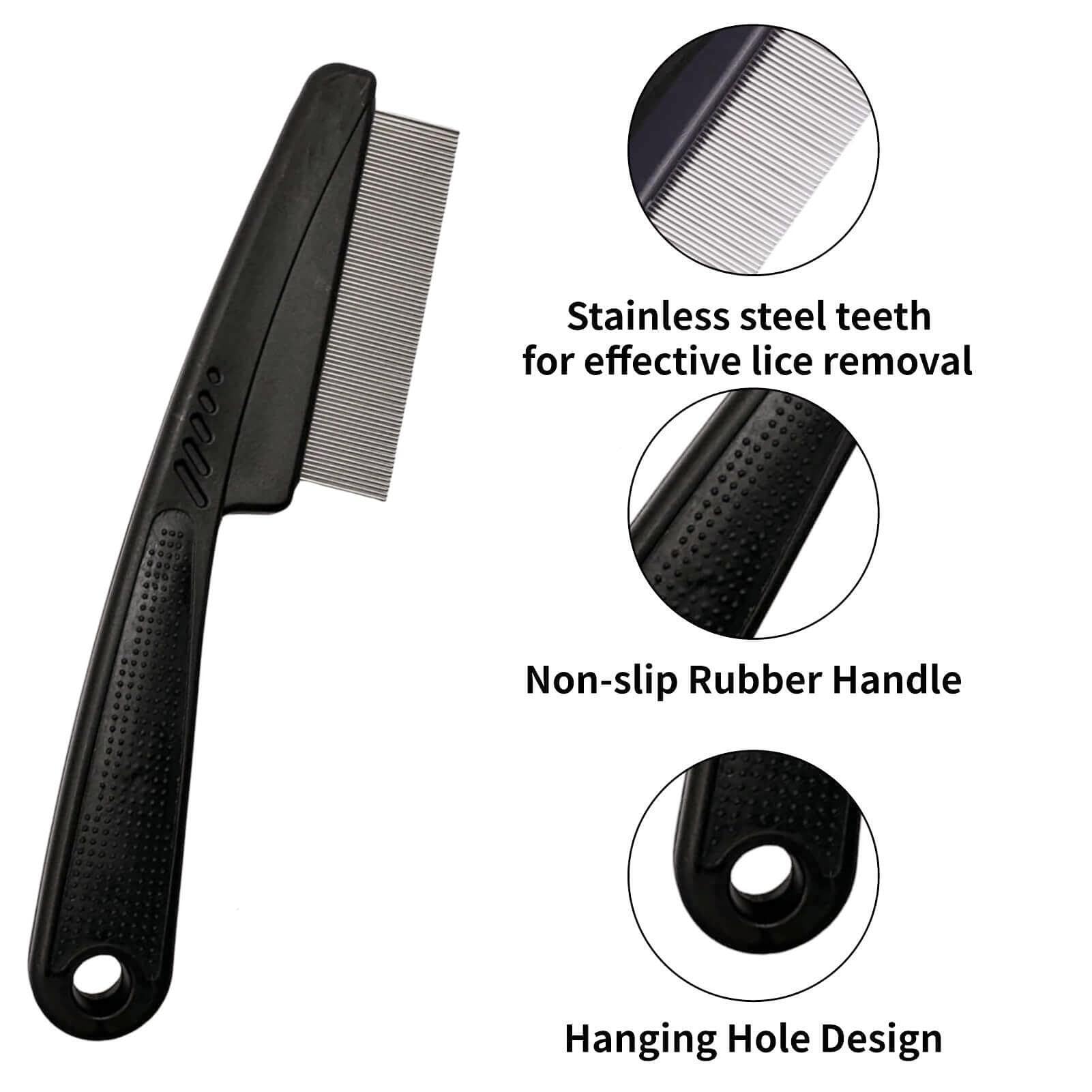 Yumflan Dandruff Comb, Stainless Steel Fine Tooth Dandruff Remover, Professional Scalp Comb Hair Comb for Kids and Adults (Black)